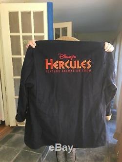 Rare Vintage 90s Disney Hercules Movie Animation Cast Crew Promo Jacket Adult S
