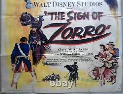 SIGN OF ZORRO Unique Ptd USA in 1958 41x81 Walt Disney movie poster 58 FAIR