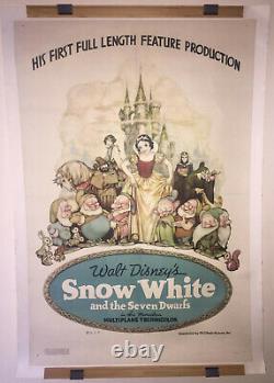 SNOW WHITE AND THE SEVEN DWARFS 1937 Disney Original Movie Poster US Linen back