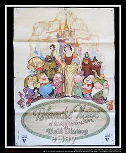 SNOW WHITE Disney RKO 24 x 32 Fold French Moyenne Movie Poster Original 1937