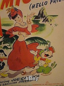 Saludos Amigos (1943) Walt Disney Donald Duck Original Window Card