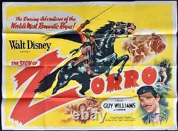 Sign of Zorro Original Quad Movie Poster Guy Williams Walt Disney 1958