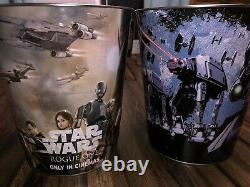 Star Wars Rogue One Set 4 Piece Theater Popcorn Bucket Metal Tin Disney New
