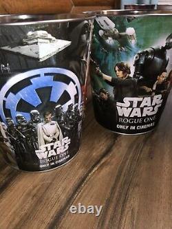 Star Wars Rogue One Set 4 Piece Theater Popcorn Bucket Metal Tin Disney New