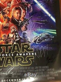 Star Wars The Force Awakens Movie Poster CAST SIGNED Premiere Autograph Disney