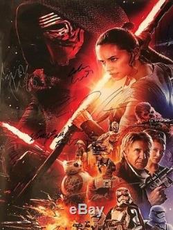 Star Wars The Force Awakens Movie Poster CAST SIGNED Premiere Autograph Disney