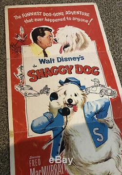 THE SHAGGY DOG DISNEY 1959 AUTHENTIC USA Original! 14x36 MOVIE POSTER Insert