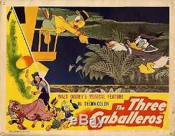 THREE CABALLEROS, THE (1944) Lobby card ft. Donald chasing Jose on train DISNEY