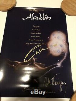 VERY RARE! Disneys Aladdin autographed poster 11 X 17 ROBIN WILLIAMS + 2 More