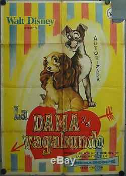 VY03D LADY AND THE TRAMP WALT DISNEY ORIGINAL 1sh SPANISH POSTER