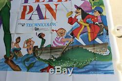 Vintage 1969 Walt Disney's Peter Pan 6 Sheet 84 x 84 Original Movie Poster 4 Pc