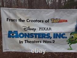 Vintage 2001 Disney Monsters Inc. Double Sided Movie Banner 48'in X 120' In