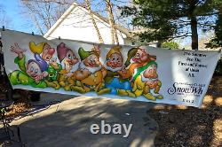 Vintage Disney Snow White Seven Dwarfs Movie Theatre Vinyl Banner Advertising