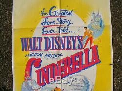 Vintage Original CINDERELLA Disney One Sheet MOVIE POSTER 1957