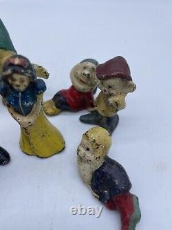 Vintage SNOW WHITE & THE SEVEN DWARFS DISNEY Cast Iron Toy FIGURES COMPLETE