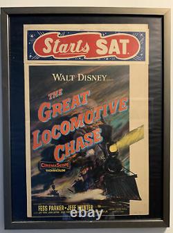 Vintage Walt Disneys The Great Locomotive Chase Theatre Poster Framed Unique