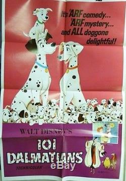 Vtg 1972 101 Dalmations Walt Disney Us Rerelease Orig 1sh 27x41 Movie Poster