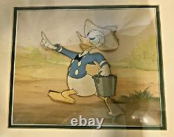 Vtg Framed & Matted Donald Duck Film Cell Movie Tv Memorabilia Disney