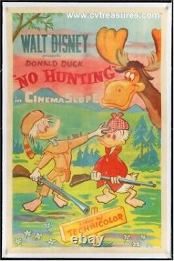 WALT DISNEY No Hunting Original Old Vintage Movie Poster One Sheet 1954