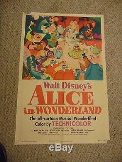 Walt Disney Alice In Wonderland Original 27x41 Poster #L9589