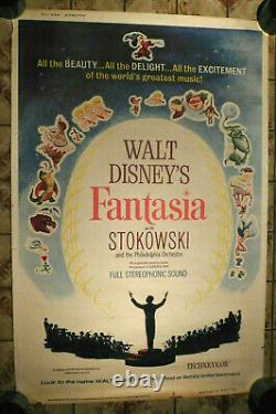 Walt Disney FANTASIA Animated Film Classic Rare Large Rolled 40x60 Movie Poster