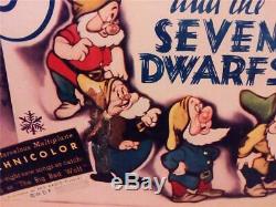Walt Disney Original Vintage Snow White And The Seven Dwarfs Us Title Lobby Card