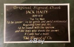 Wizard Of Oz Jack Haley Signed Check With Matted Display From Disney World