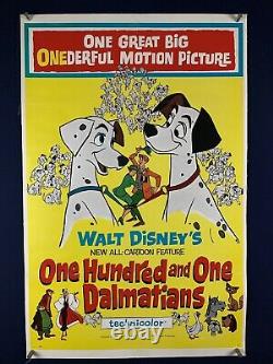 101 Dalmatiens Sur Linen Orig Affiche De Cinéma Une Feuille 1961 Walt Disney Caricature