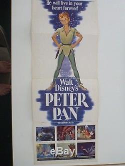 1953 Walt Disney Peter Pan 14x36 Insérer Une Affiche De Film Vintage Rare Excellent Cond