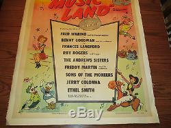 1955 Affiche De Film À Une Feuille De Walt Disney Music Land - Linen - Fn + Donald Duck