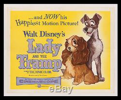 1955 La Dame Walt Disney Et Le Clochard Affiche De Cinéma Haut Musée Sur Lin
