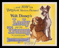 1955 Walt Disney Lady Et Le Clochard Affiche De Film Haut Musée Lin-monté