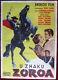 1958 Affiche De Film Originale Le Signe De Zorro Foster William Calvin Disney Yu