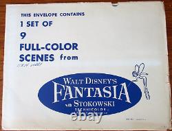 1963 Walt Disney's Fantasia Stokowski Ensemble Complet De 9 Cartes De Lobby! Enveloppe