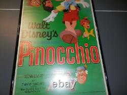1971 Walt Disney Pinocchio Réédition Originale Insert Affiche Uv Encadrée