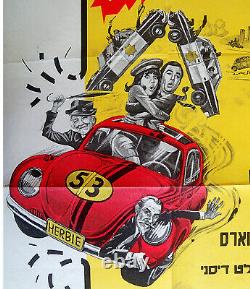 1974 Israel Disney Movie Film Poster Hebrew Herbie Rides Again Jewish Beetle