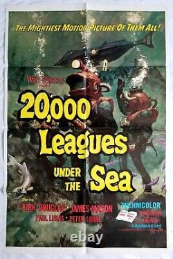20 000 Leagues Sous La Mer Walt Disney- Ancienne Affiche D'une Feuille 1971 Nm