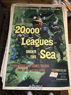 20.000 Leagues Under The Sea Original 40 X 60 Affiche De Film Walt Disney