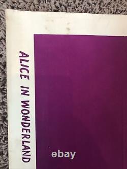 ALICE AU PAYS DES MERVEILLES Bannière en soie originale 24 x 82 R1974 DISNEY RARE