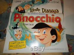 Affiche Authentique Pinocchio Disney R62 / 1 Sortie 27''x41''new De Condition1962