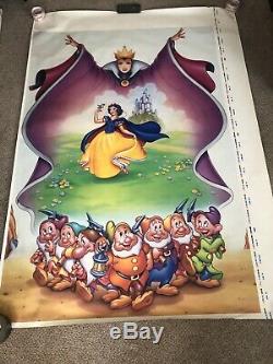 Affiche Blanche Neige Rare Signée Bannière Étoile Voix 76x48 Walt Disney Imprimantes Proof