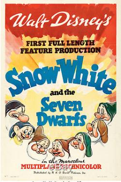 Affiche Blanche-neige Et Les Sept Nains 1937 Style A 27x41 Vf 7.5 Walt Disney