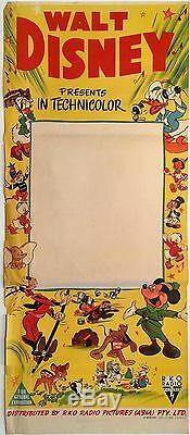 Affiche Daybill De L'australien 'stock' De Walt Disney Des Années 1940 Inutilisée Très Rare
