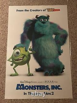 Affiche De Cinéma Disney's Monsters, Inc. Full Size 27 X 40 2 Sided Rolled