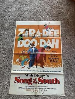 Affiche De Cinéma Originale 1972 De Walt Disney's Song Of The South 1 Sheet 41 X 27