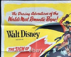 Affiche De Cinéma Originale De Zorro Quad Guy Williams Walt Disney 1958