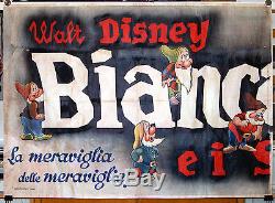 Affiche De Film Italien Original Neige Blanc Et Les Sept Dwarfs Disney Seulement Copie Connue