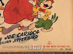 Affiche De Film Originale Pour Cartes De Fenêtre Saludos Amigos De 1943, Disney, 14x22