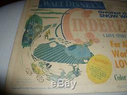 Affiche Vintage De Carte De Lobby De Walt Disney Cendrillon 1950 Rko Radio Rare Originale