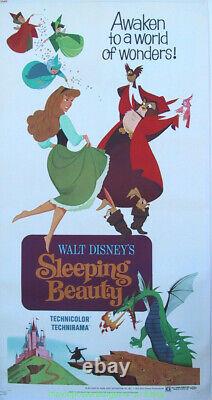 Affiche du film La Belle au bois dormant 41x81 pouces Trois Feuilles R1970 Disney Animation